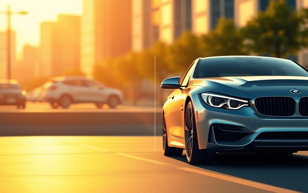 A Vibrant Illustration Showcasing The Concept Of Gap Insurance Coverage. In The Foreground, A Sleek, Modern Car Prominently Displayed, Glimmering Under Warm, Golden Lighting. In The Middle Ground, A Visual Representation Of The Gap Between The Car'S Value And The Remaining Loan Balance, Highlighted With A Subtle Gradient Effect. The Background Features A Blurred Cityscape, Hinting At The Real-World Scenario Where Gap Insurance Can Be A Valuable Safeguard. The Overall Composition Conveys A Sense Of Financial Security And Protection, With A Clean, Minimalist Aesthetic That Aligns With The Informative Nature Of The Article Section.