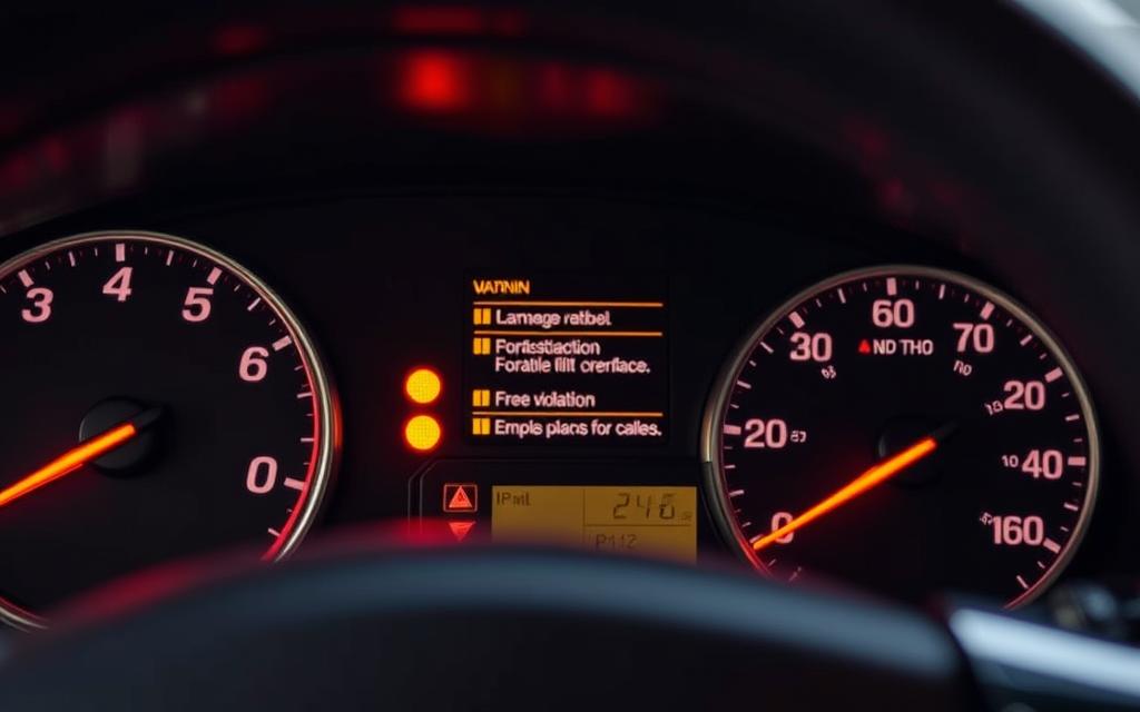 Detailed Close-Up Of A Car'S Dashboard, Featuring A Prominent Interlock Device With Warning Lights And Digital Display. The Display Shows Various Violation Levels And Corresponding Penalties, Conveying A Stern, Cautionary Tone. The Dashboard Is Illuminated By Warm, Subdued Lighting, Creating An Atmosphere Of Seriousness And Responsibility. The Composition Emphasizes The Interlock System'S Centrality, Underscoring The Importance Of Adhering To Regulations. The Image Should Effectively Communicate The Consequences Of Interlock Violations, Serving As A Visual Aid For The Article'S Subject Matter.